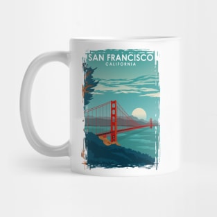 San Francisco California Travel Poster Golden Gate Brigde Mug